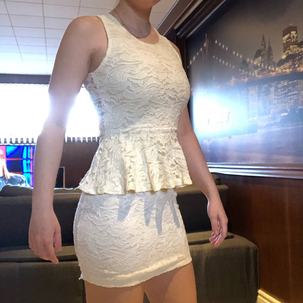 Light cream peplum dress